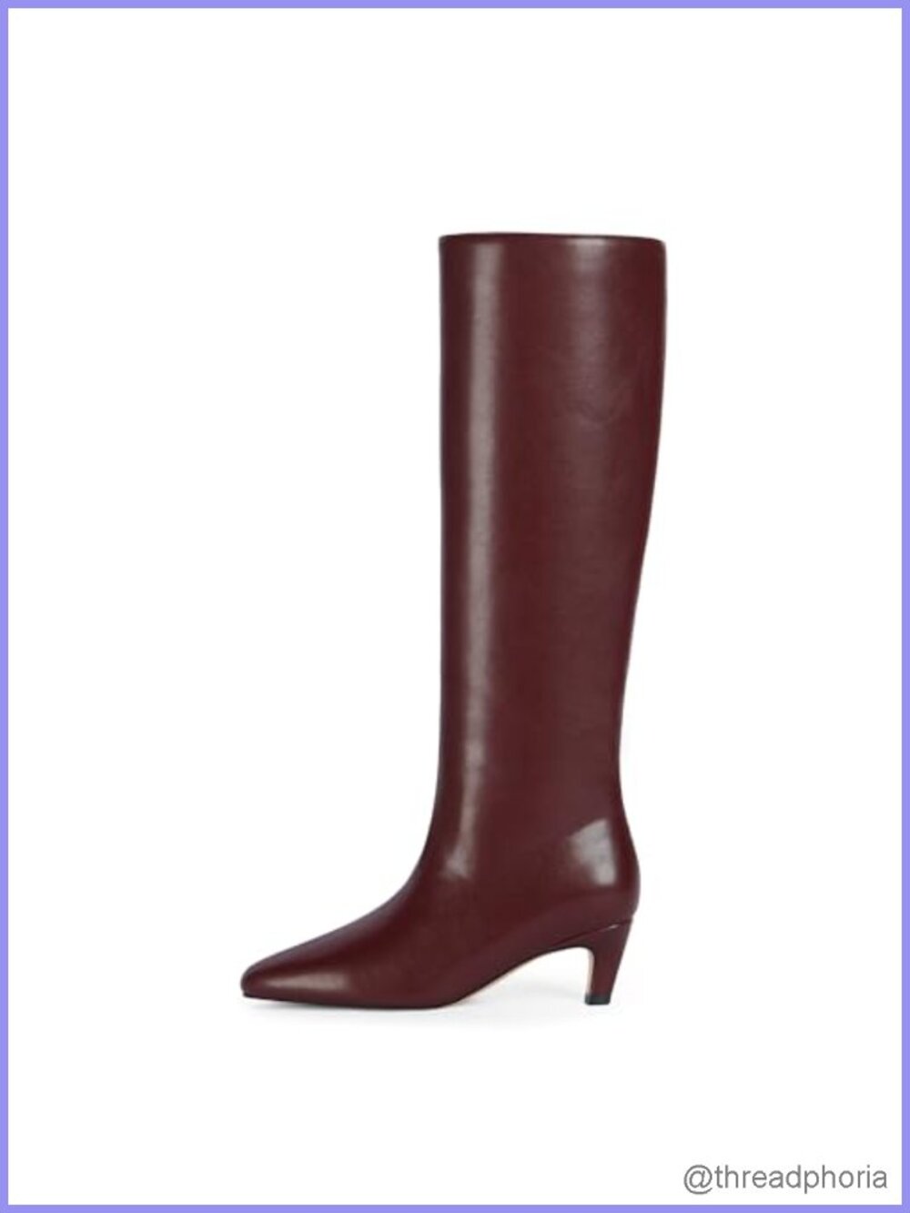 Knee High Boots Square Toe Kitten Heel PU Leather Women Tall Boots